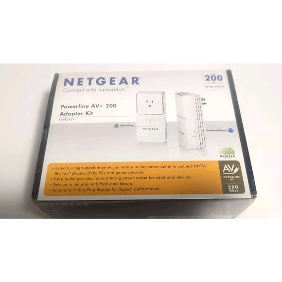 Netgear Powerline AV+ 200 Adapter Kit XAV2501 New Sealed Box - Picture 1 of 5